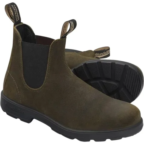 Stylish Khaki Suede Ankle Boots , male, Sizes: 10 UK, 11 UK, 12 UK, 9 1/2 UK - Blundstone - Modalova