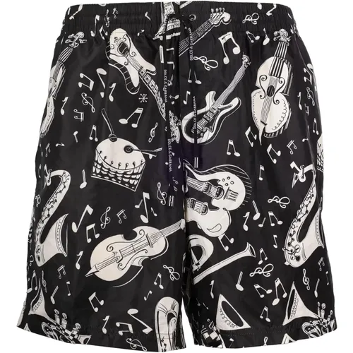 Instrument Print Swim Shorts , male, Sizes: 2XL - Dolce & Gabbana - Modalova