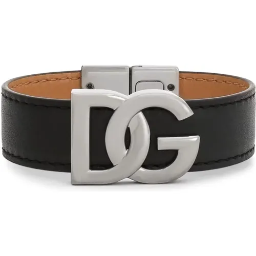 Schwarzes Leder Verschluss Bijoux,Bracelets - Dolce & Gabbana - Modalova