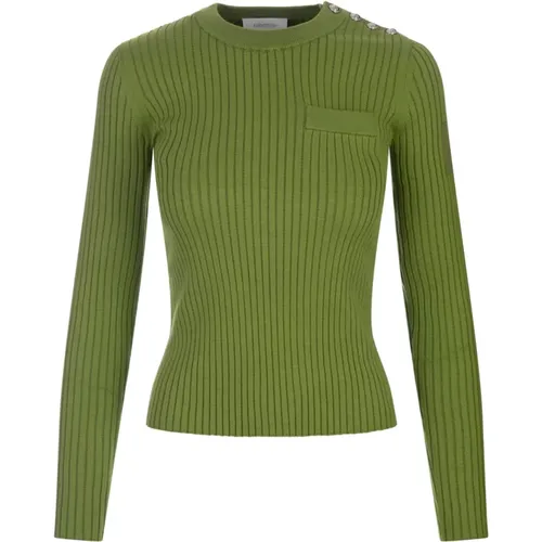 Ribbed Sweater with Logo Detail , female, Sizes: L, S, M - Paco Rabanne - Modalova