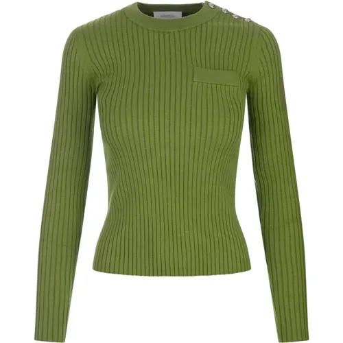 Ribbed Sweater with Logo Detail , female, Sizes: M - Paco Rabanne - Modalova