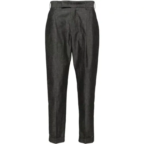 Grey Cotton Blend Trousers with Slub Texture , male, Sizes: L - PT Torino - Modalova