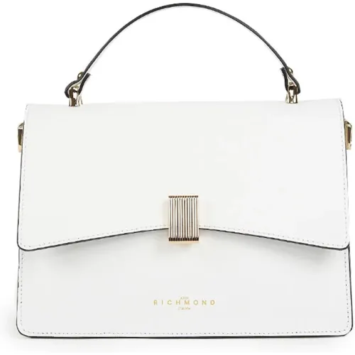 Weiße Lederhandtasche mit Gold-Brand-Logo , Damen, Größe: ONE Size - John Richmond - Modalova