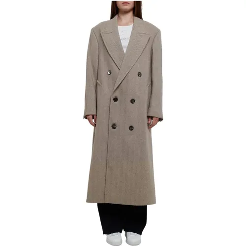 Double-Breasted Herringbone Coat , female, Sizes: 2XS - Ami Paris - Modalova