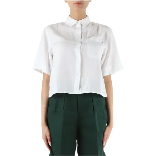 Short Linen Shirt with Short Sleeves , female, Sizes: S, XS, 2XS, M - Tommy Hilfiger - Modalova