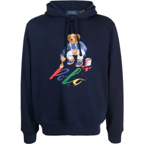 Bestickter Grafik-Fleece-Hoodie , Herren, Größe: L - Ralph Lauren - Modalova