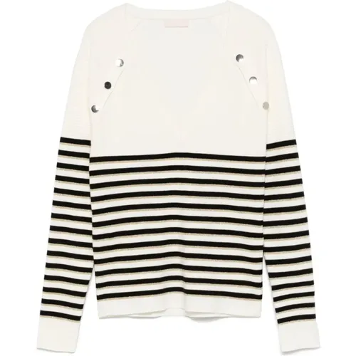 Striped Sweater with Buttons , female, Sizes: M, XL, S - Liu Jo - Modalova