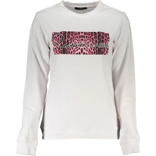 Weißer Baumwoll-Sweatshirt mit Print-Logo,Weißer Baumwollpullover mit Drucklogo - Cavalli Class - Modalova