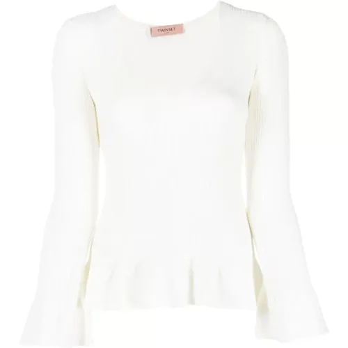 Bianco Ruffle Sleeve Sweatshirt , female, Sizes: S - Twinset - Modalova