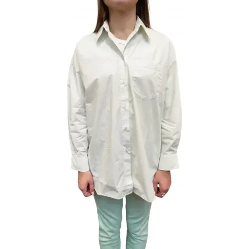 Oversized Plain Aqua Cotton Shirt Lauren , female, Sizes: 2XS, M, XS - Mason's - Modalova