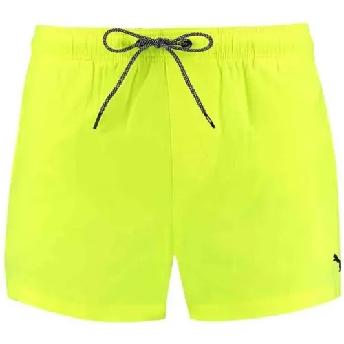 Gelber fluoreszierender bedruckter Beinschwimmanzug , Herren, Größe: XS - Puma - Modalova