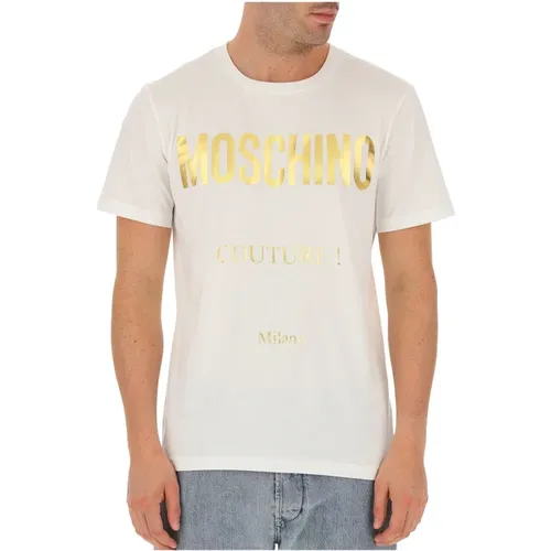 Stilvolles weißes Baumwoll-T-Shirt , Herren, Größe: XS - Moschino - Modalova
