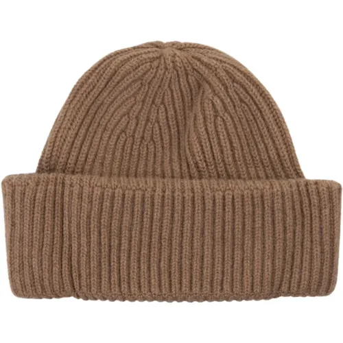 Gerippte Cashmere Beanie in Toffee Braun - Fedeli - Modalova