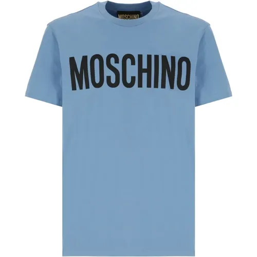 Hellblaues T-Shirt und Polo , Herren, Größe: 2XL - Moschino - Modalova