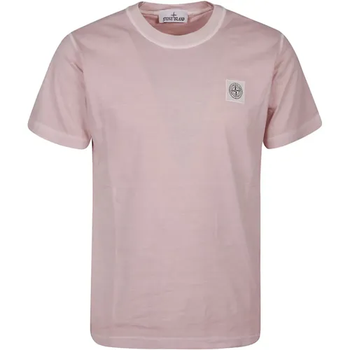 Rosa T-Shirt , Herren, Größe: M - Stone Island - Modalova