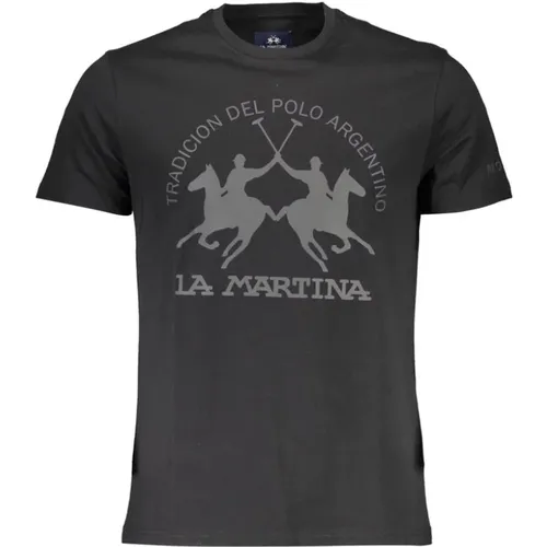 Schwarzes Baumwoll-T-Shirt mit Elegantem Druck - LA MARTINA - Modalova