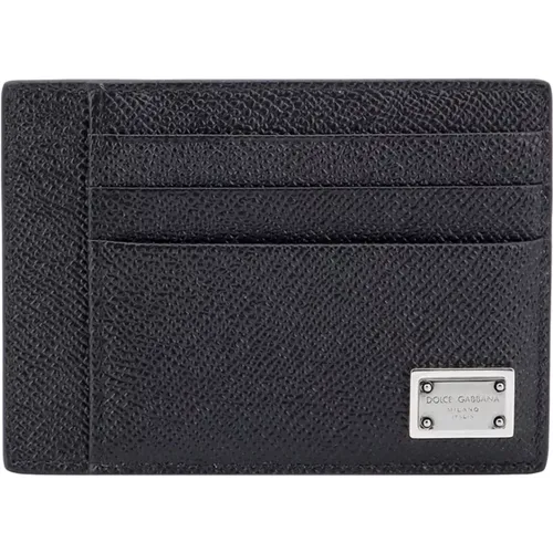 Leather Card Holder with Eight Compartments , male, Sizes: ONE SIZE - Dolce & Gabbana - Modalova