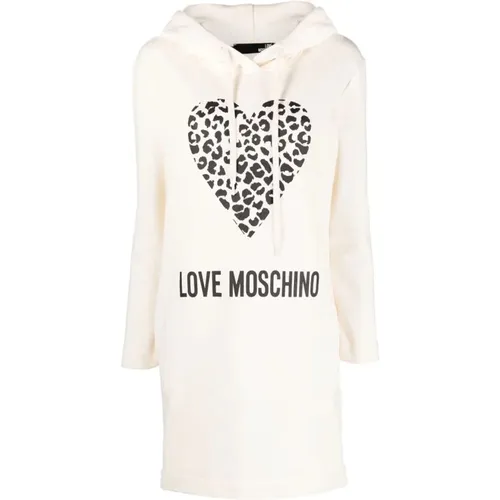 Casual Weiße Midi-Kleid , Damen, Größe: S - Love Moschino - Modalova