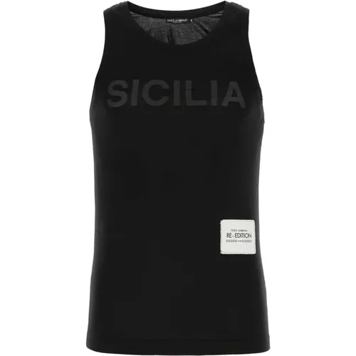 Stylisches Schwarzes Baumwolltanktop , Herren, Größe: XL - Dolce & Gabbana - Modalova