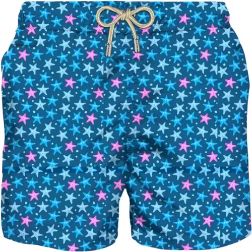 Men's Swimwear, Ultra-Light Slim Fit, Thigh Length, Micro Print , male, Sizes: S, M, 2XL - MC2 Saint Barth - Modalova