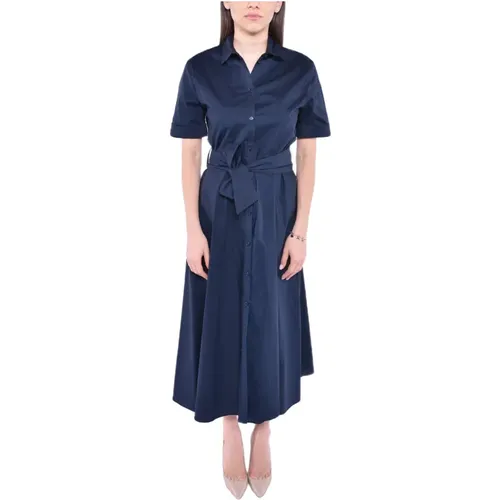 Blaues Popeline-Hemd Kleid,Popeline Hemdkleid mit Gürtel - Woolrich - Modalova