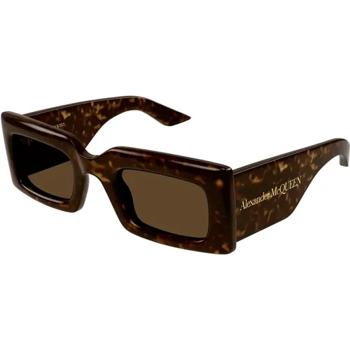 Sonnenbrille Havana/Grün , Damen, Größe: 50 MM - alexander mcqueen - Modalova