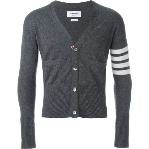 Grey 4-Bar Cashmere Cardigan Sweater , male, Sizes: M, XL, L - Thom Browne - Modalova