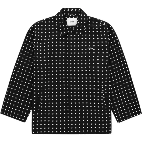 Schwarze Jacke mit Herz Muster , Herren, Größe: L - Arte Antwerp - Modalova