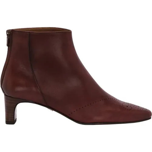 Burgundy Calfskin Smithson Zipper Ankle Boots , Damen, Größe: 37 EU - Lottusse - Modalova