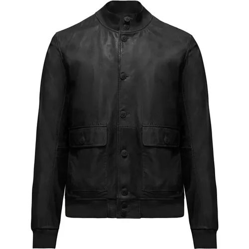 Walt Leather Bomber Jacket , male, Sizes: L, S, XL, 2XL, M - BomBoogie - Modalova