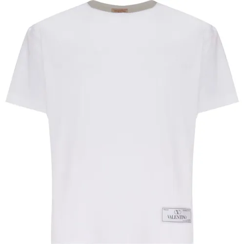 T-Shirts,Weiße Baumwoll-T-Shirt mit Logo Etikett - Valentino Garavani - Modalova