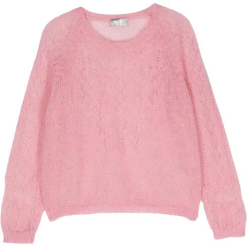 Rosa Pullover mit Offenem Strickdetail - Il Gufo - Modalova