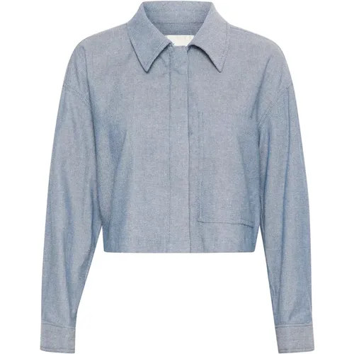 Boxy Shirt Blouse Dark Denim , female, Sizes: 3XL - My Essential Wardrobe - Modalova