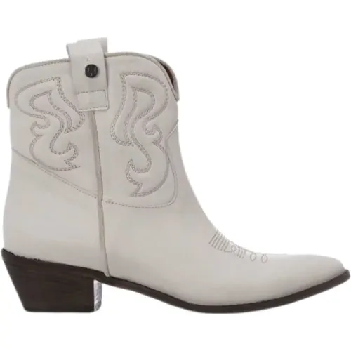 Weiße Leder Cowboy Stiefel , Damen, Größe: 40 EU - Gisel Moire - Modalova