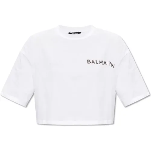 Crop T-Shirt , Damen, Größe: S - Balmain - Modalova