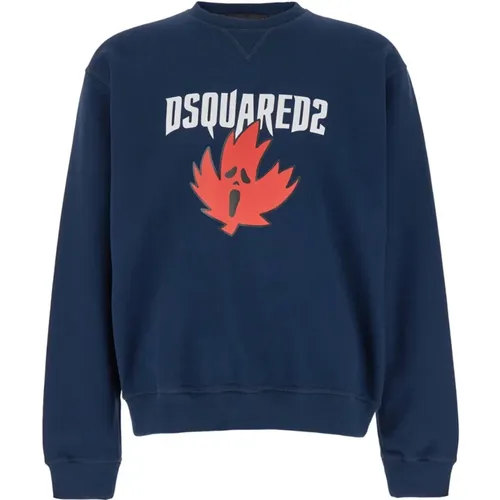 Maple Print Crewneck Sweatshirt , Herren, Größe: L - Dsquared2 - Modalova