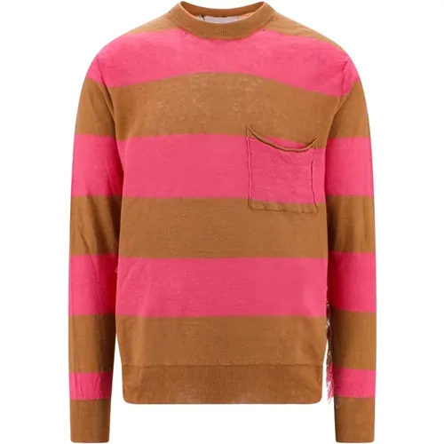 Hemp Sweater with Fringed Details , male, Sizes: L, S, XL - Amaránto - Modalova