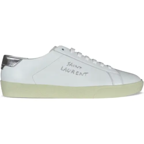 Luxuriöse Weiße Ledersneakers - Saint Laurent - Modalova