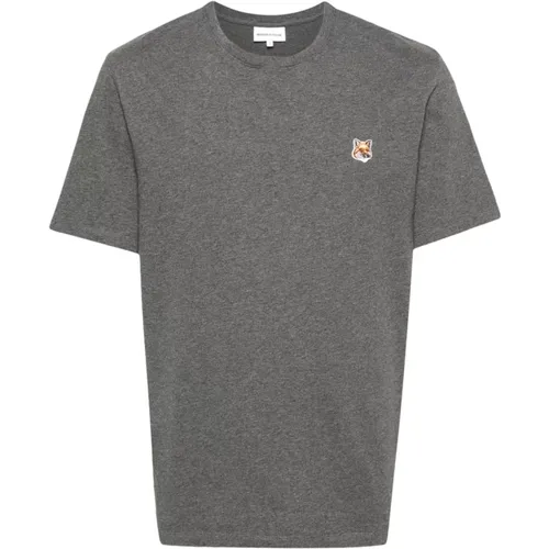 Fox Head Regular T-Shirt in Grey , male, Sizes: M, S, XL, L - Maison Kitsuné - Modalova