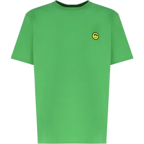 Grünes Baumwoll-T-Shirt mit geprägtem Logo , Herren, Größe: M - Barrow - Modalova