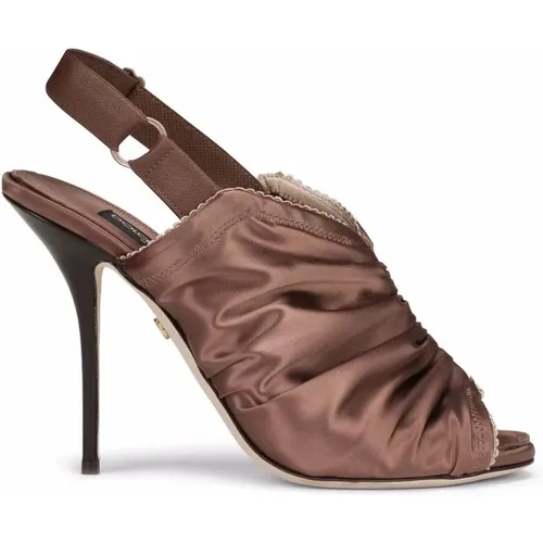 Satin Slingbacks , female, Sizes: 6 UK - Dolce & Gabbana - Modalova