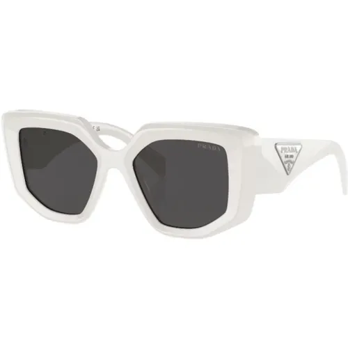 Weiße Sonnenbrille mit Etui und Reinigungstuch , Damen, Größe: 50 MM - Prada - Modalova