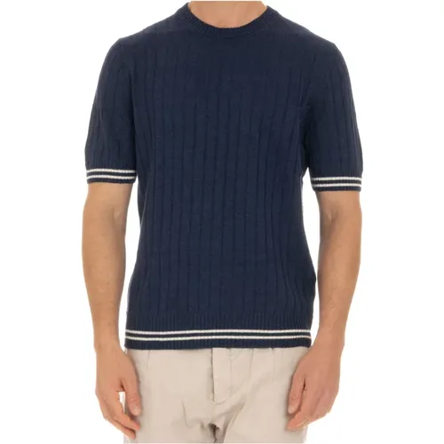 Linen T-shirt with Contrast Details , male, Sizes: L, M - Gran Sasso - Modalova