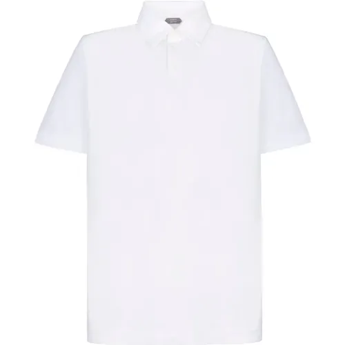 Weißes Baumwoll-Polo-Shirt , Herren, Größe: XL - Zanone - Modalova
