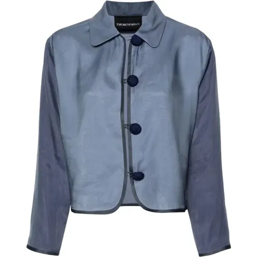 Clear Silk Jacket , female, Sizes: M - Emporio Armani - Modalova
