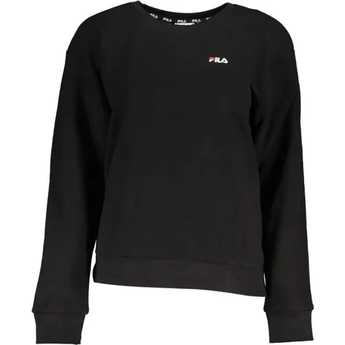 Schwarzer Baumwollpullover mit Logo-Stickerei , Damen, Größe: L - Fila - Modalova