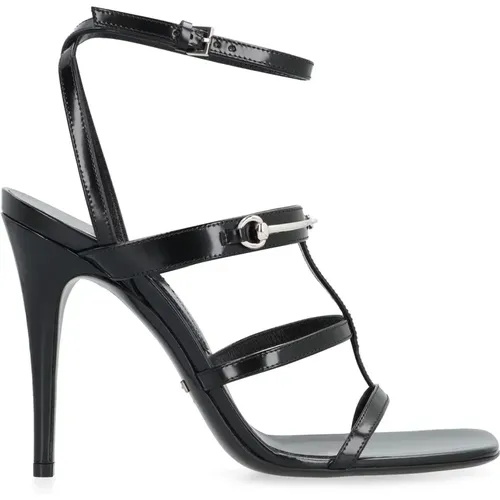 Schwarze Ledersandalen Elegante Stiletto - Gucci - Modalova