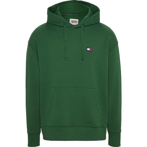 Grüner Hoodie mit lockerer Passform Sweatshirt , Herren, Größe: L - Tommy Jeans - Modalova