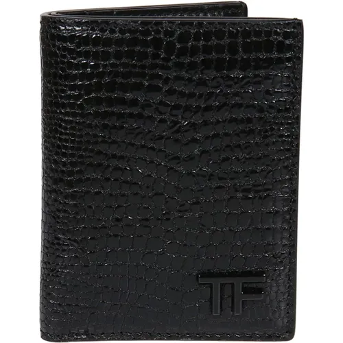 Lizard Folding Card Holder , male, Sizes: ONE SIZE - Tom Ford - Modalova