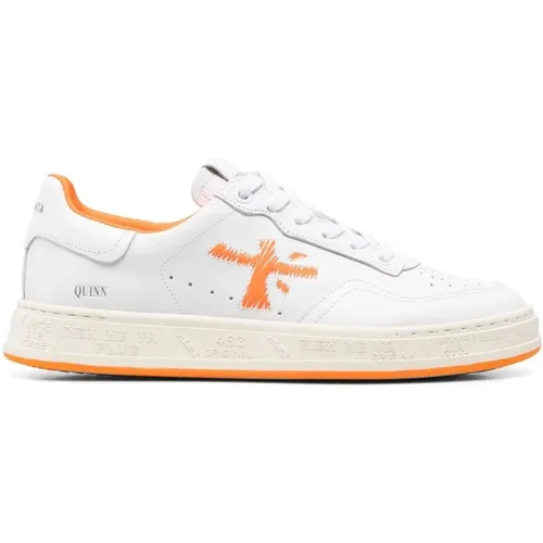 Weiße/Orangefarbene Quinnd Sneakers für Frauen , Damen, Größe: 37 EU - Premiata - Modalova